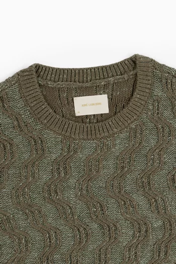Linen Blend Cable Knit Sweater