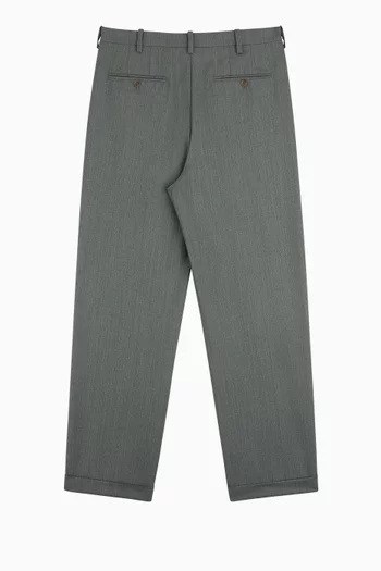 Cuffed Pleated Pants in Virgin Wool