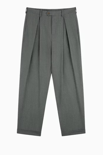 Cuffed Pleated Pants in Virgin Wool