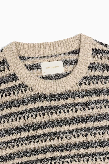 Bouclé Open Knit Crewneck Sweater
