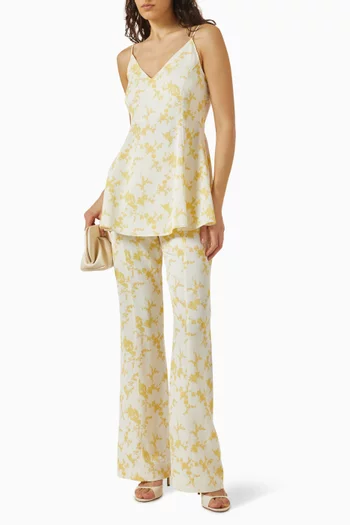 Sculpted Printed Strap Top in Wool-blend