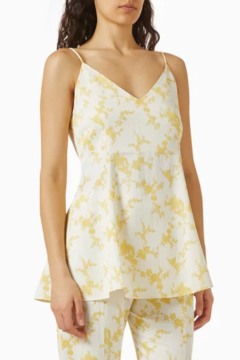 Sculpted Printed Strap Top in Wool-blend