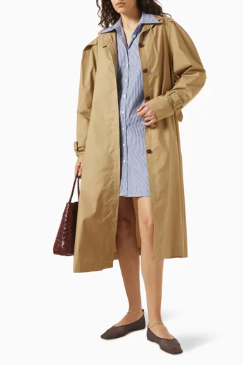 Striped Petal Bottom Mini Shirt Dress in Cotton