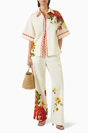 Joe Wide-leg Pants in Linen Blend