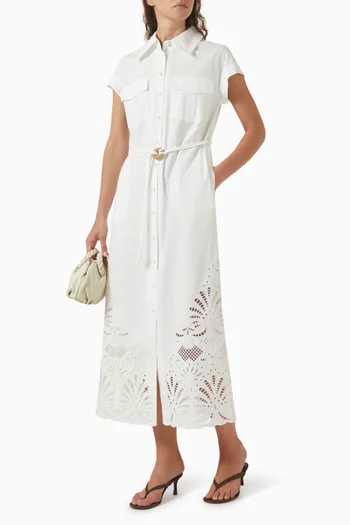 Kya Embroidered Midi Dress in Cotton