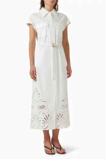 Kya Embroidered Midi Dress in Cotton