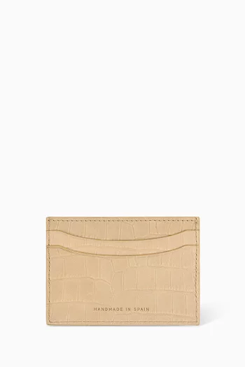 Croc-Embossed Nubuck Cardholder