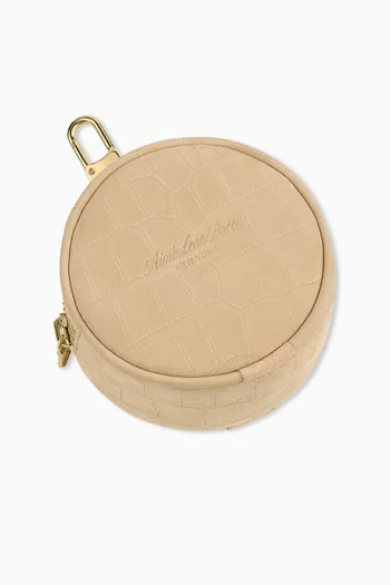 Croc-Embossed Nubuck Keychain Pouch