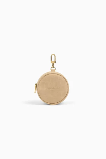 Croc-Embossed Nubuck Keychain Pouch