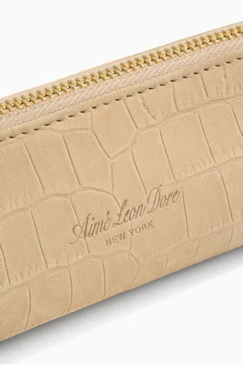 Croc-Embossed Nubuck Pencil Case