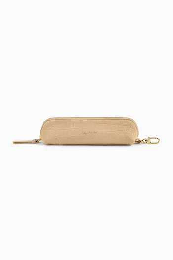 Croc-Embossed Nubuck Pencil Case