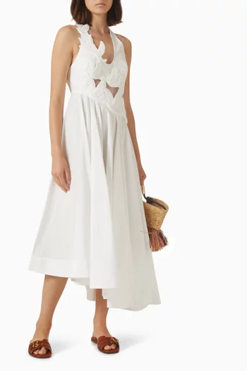 Luna Applique Midi Dress in Cotton