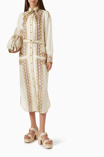 Luna Retro Midi Dress in Silk