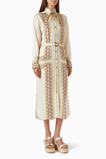 Luna Retro Midi Dress in Silk