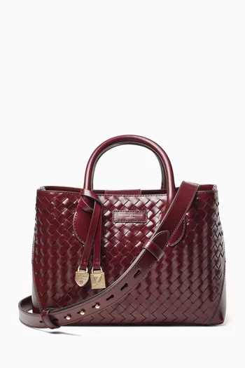 Midi London Tote Bag in Woven Leather