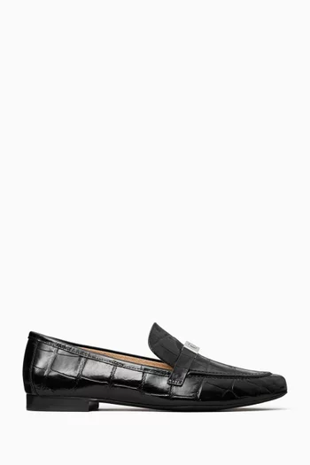 LeeLee Loafers in Croc-embossed Leather