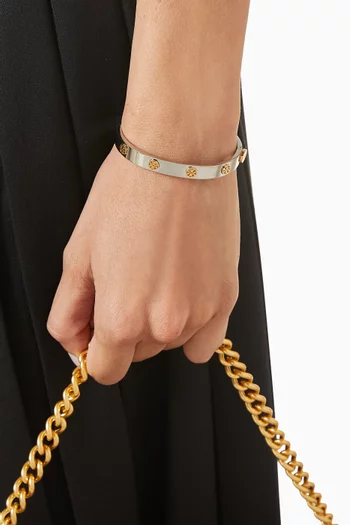 سوار ميلر بحلي معدنية وقفل مفصلي نحاس بلون ذهبي