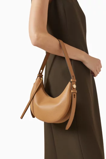 Romy Half Moon Shoulder Bag in Pebbled Leather