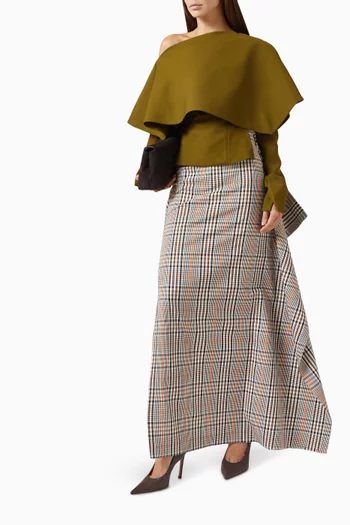 Side Panel Check Pencil Skirt