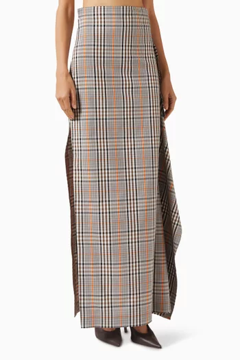 Side Panel Check Pencil Skirt