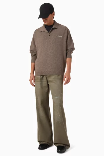 Knit Polo Sweater in Wool
