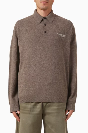 Knit Polo Sweater in Wool
