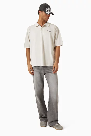 Washed Logo Polo T‑shirt in Cotton