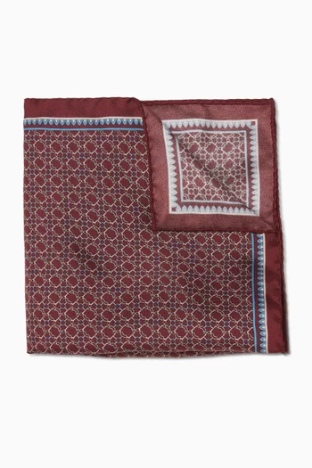 Chain Print Pocket Square in Silk