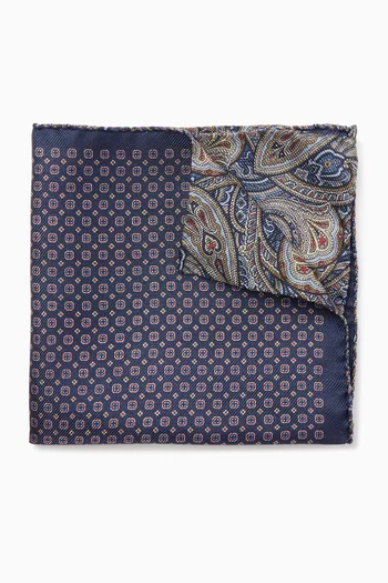 Double-printed Pocket Square in Silk