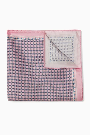 Geometric Printed Pocket Square in Silk