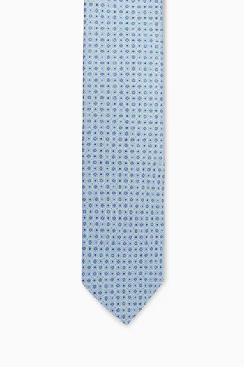 Geometric Printed Tie in Silk