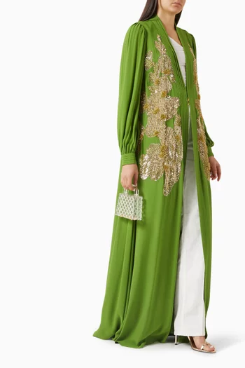 Floral-embroidered Abaya in Georgette