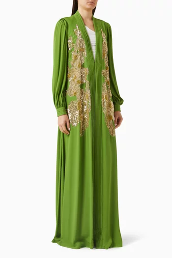 Floral-embroidered Abaya in Georgette