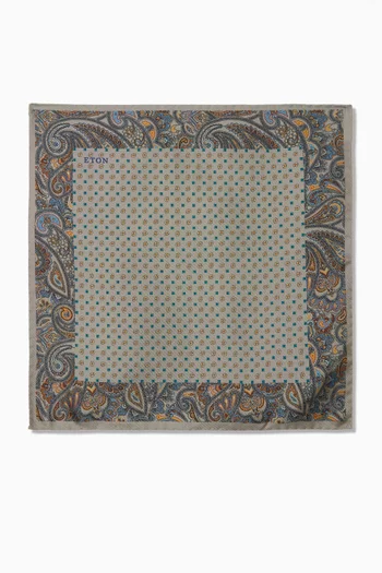Micro Paisley Pocket Square in Silk