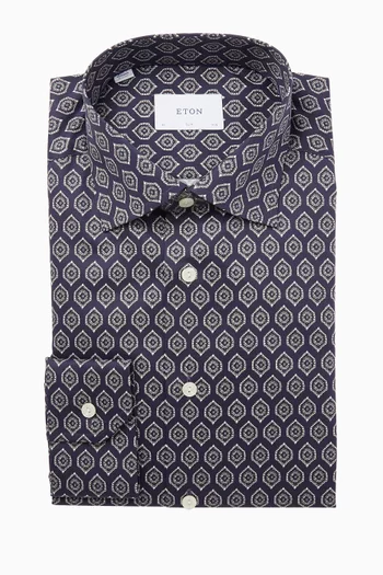Geometric-print Shirt in Cotton-twill