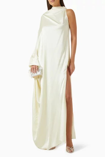 Alice One-shoulder Dress in Silk Satin