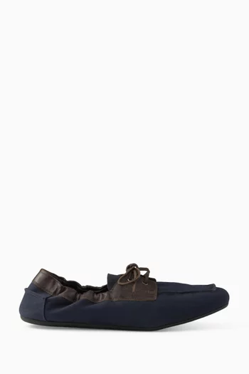 Shuffle Boat Loafers in Canvas & Leather