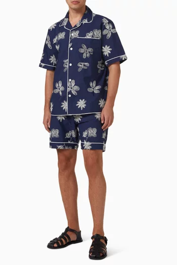 Flores Embroidered Shirt in Cotton Poplin