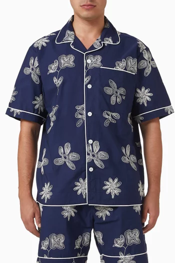 Flores Embroidered Shirt in Cotton Poplin