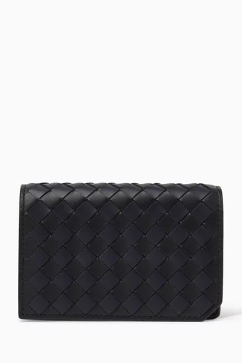 Piccolo Business Card Case in Intrecciato Leather