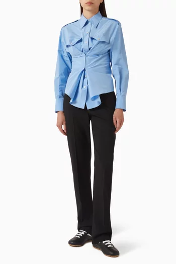 Gathered Shirt in Cotton Taffeta