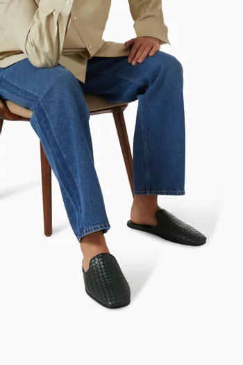 Palazzo Slippers in Intrecciato Leather