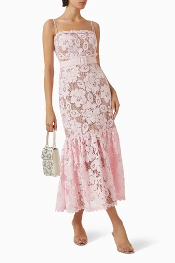 Belted Dress in Crochet Lace