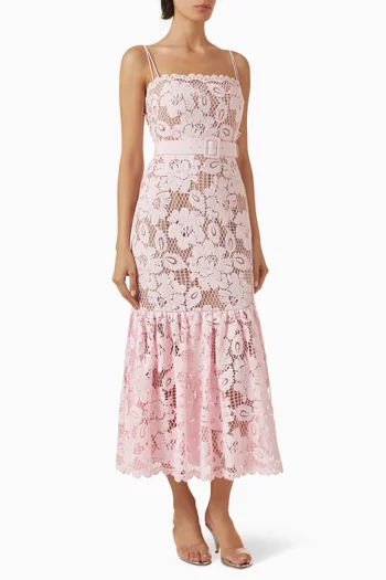 Belted Dress in Crochet Lace