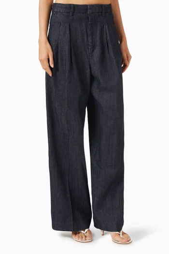 Pleated High-waist Wide-leg Pants