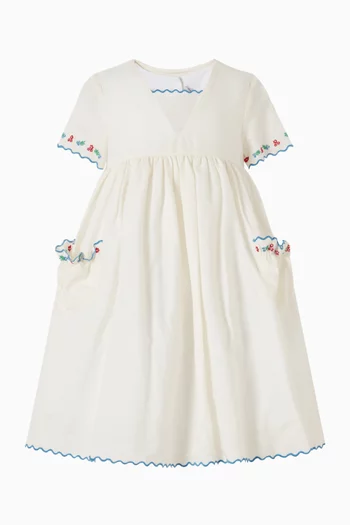 Embroidered Mariner Collar Dress