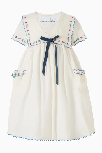 Embroidered Mariner Collar Dress