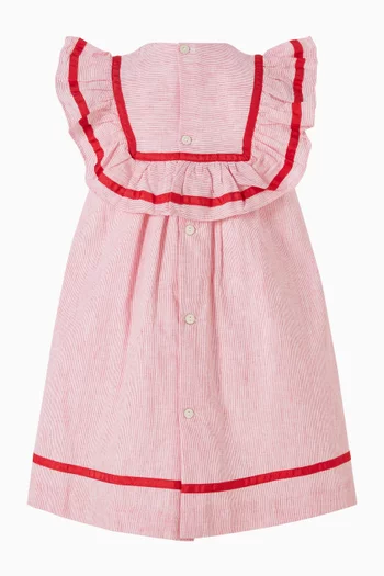 Striped Ruffle Bib Dress