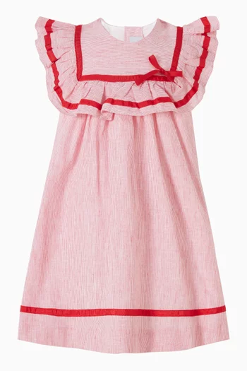 Striped Ruffle Bib Dress