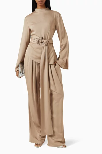 Aurore High-neck Pleated Jumpsuit